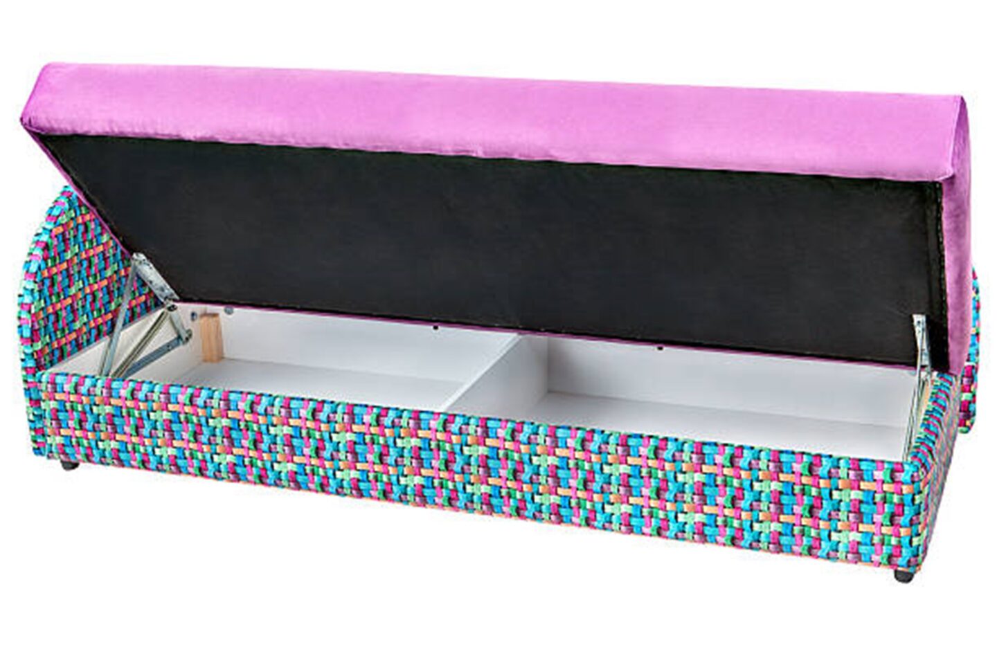 Side opening single ottoman bed, bright colours, 