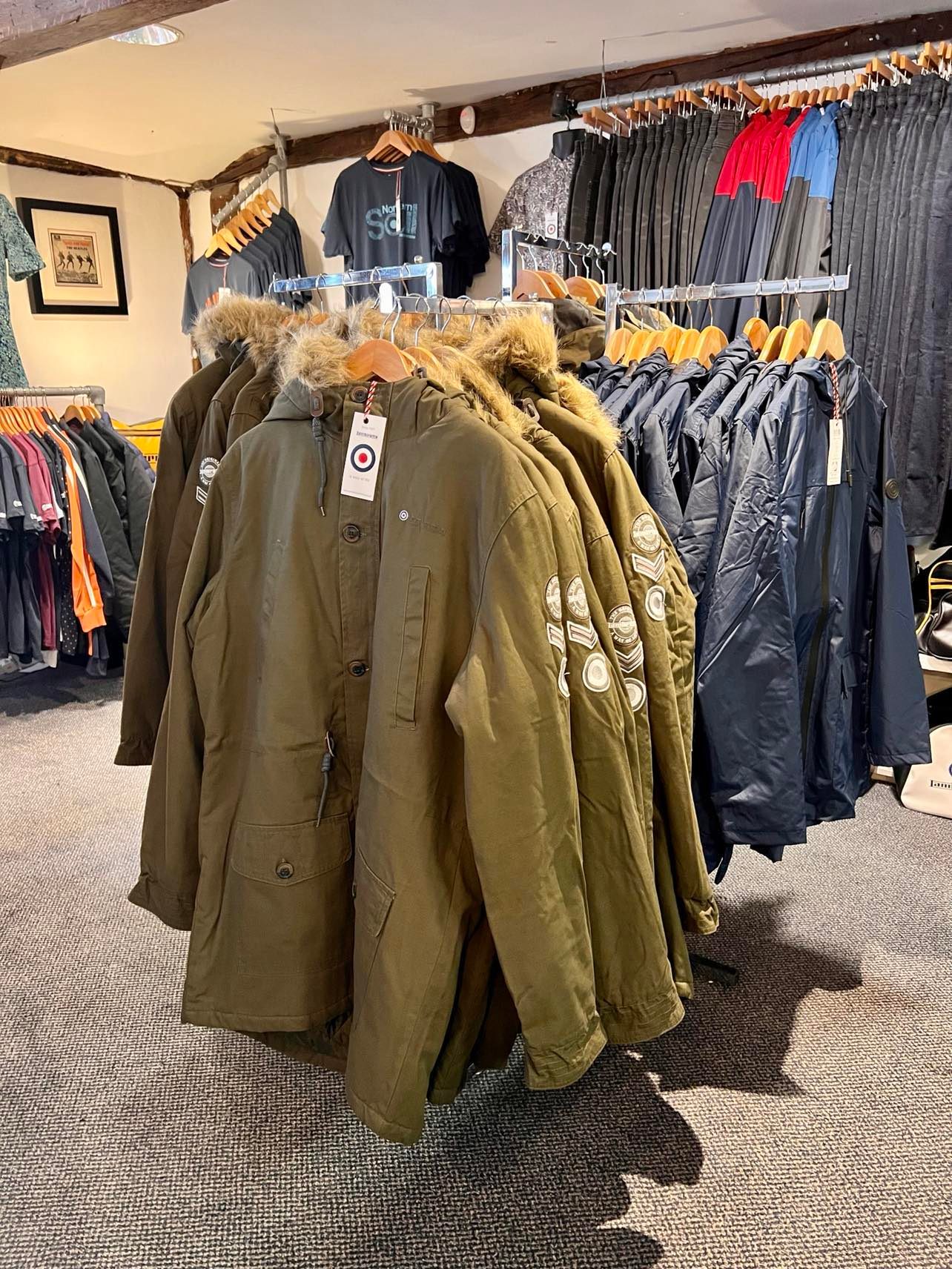 Coats upstairs at twist n shout ipswich, christmas shopping in suffolk