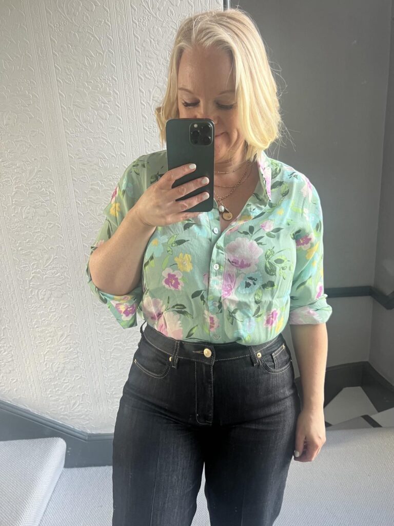 Selfie in the mirror wearing cotton traders shirt