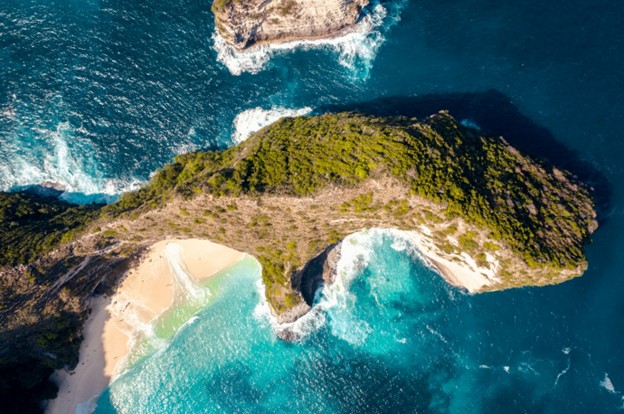 ariel view of indonesia islands surrounded by the ocean